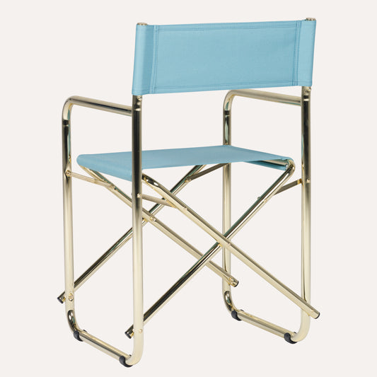 Linho Azul Claro + Estrutura Dourada