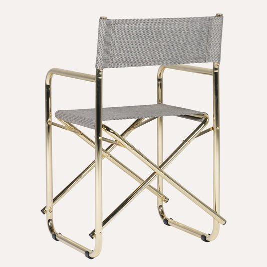 Linho Mescla Escuro + Estrutura Dourada