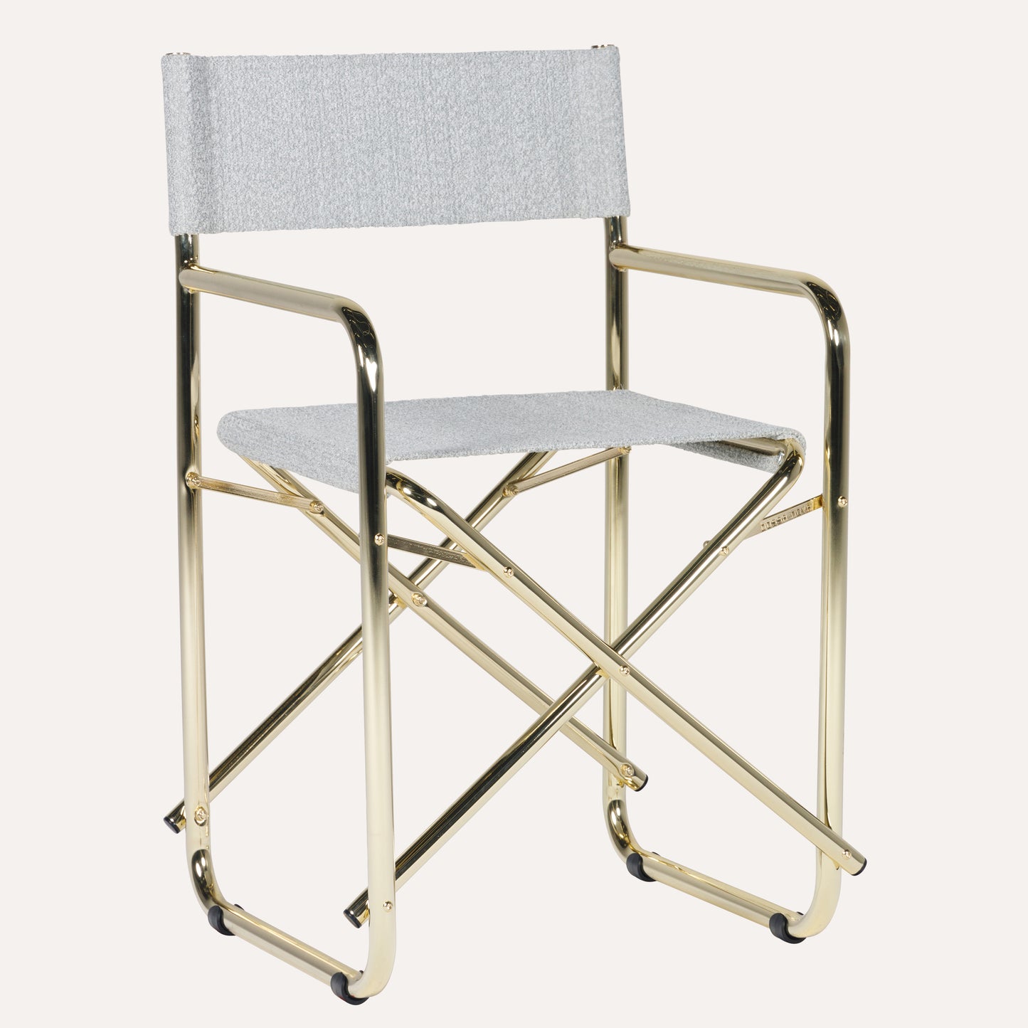 Bouclê Cinza + Estrutura Dourada