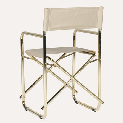 Couro Ecológico Bege + Estrutura Dourada