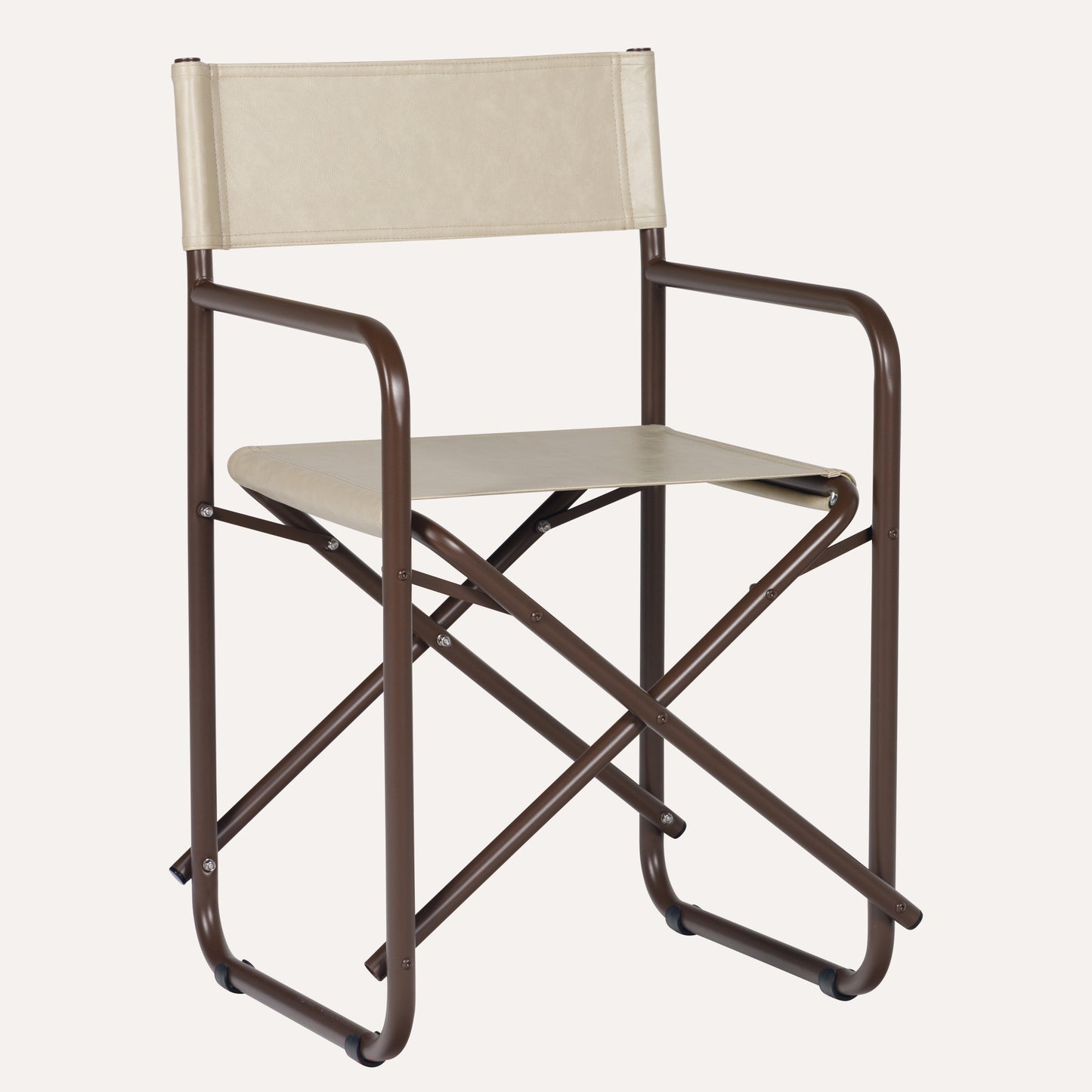 Couro Ecológico Bege + Estrutura Marrom