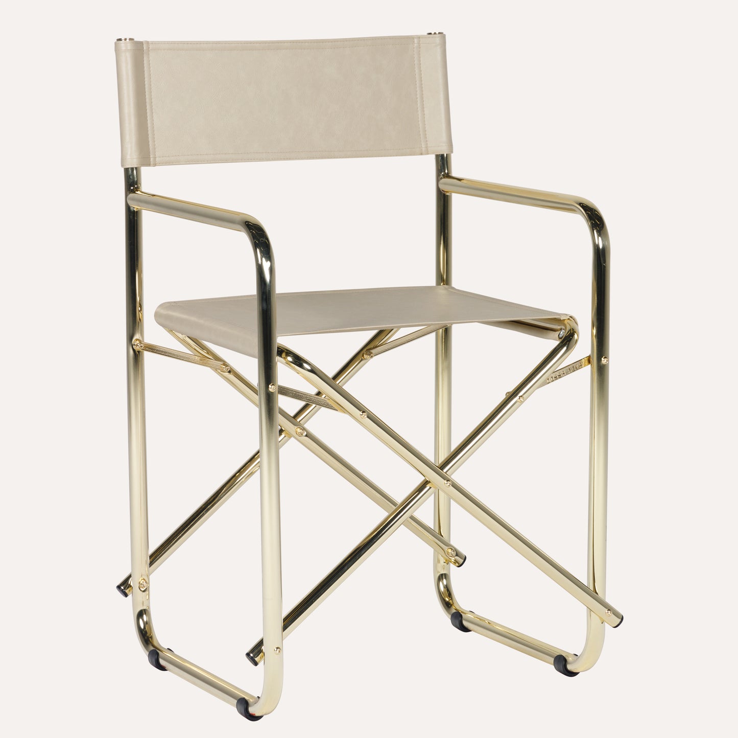 Couro Ecológico Bege + Estrutura Dourada