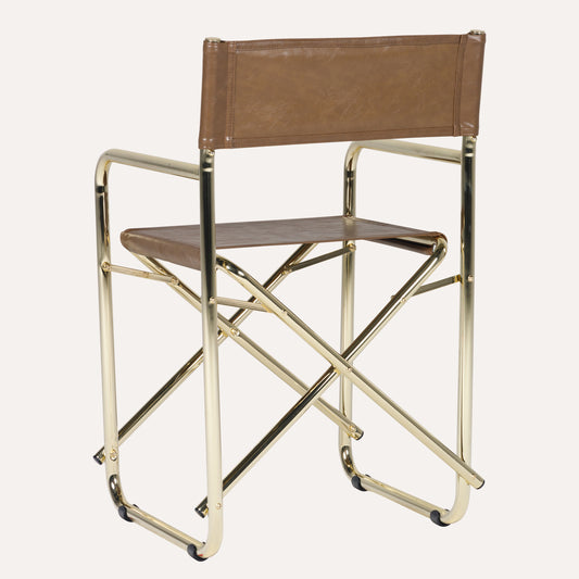 Couro Ecológico Marrom + Estrutura Dourada