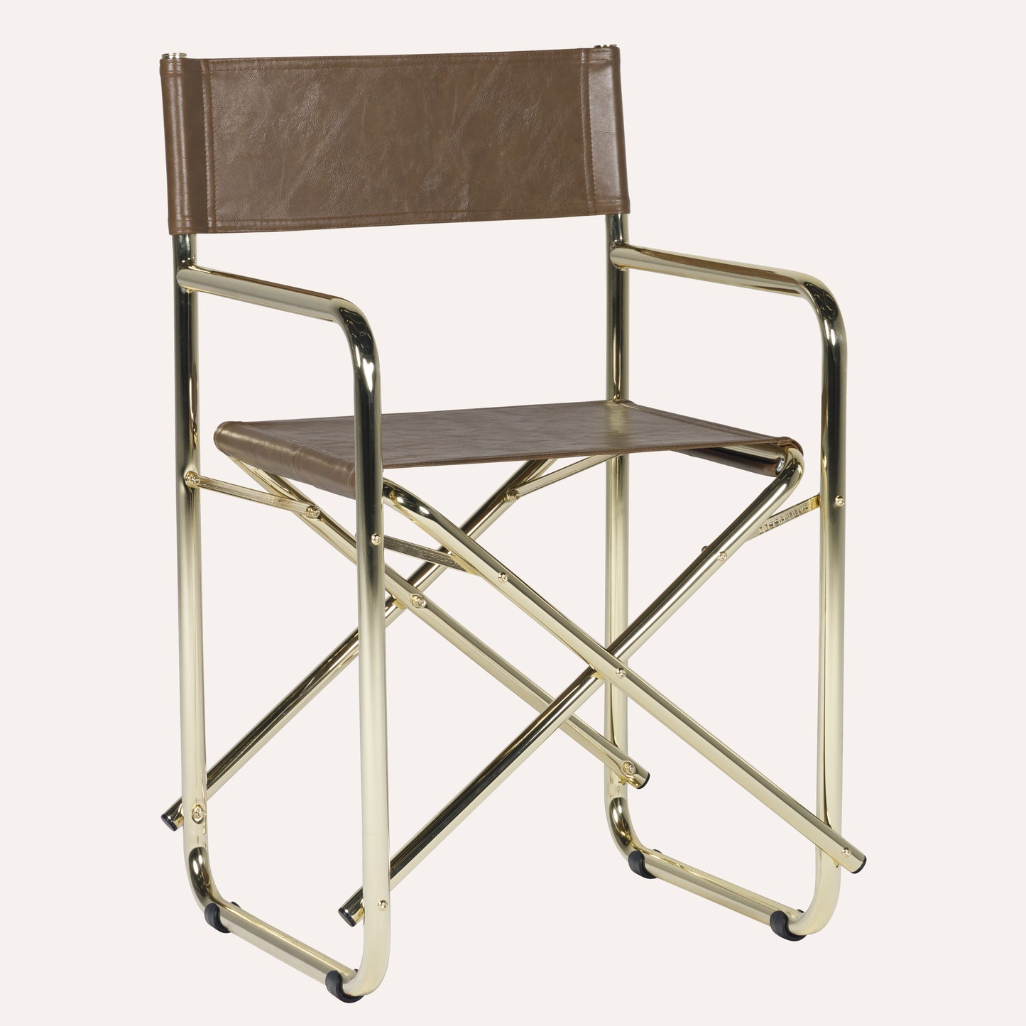 Couro Ecológico Marrom + Estrutura Dourada