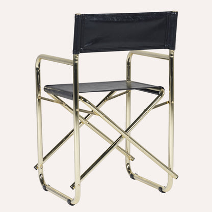 Couro Ecológico Preto + Estrutura Dourada