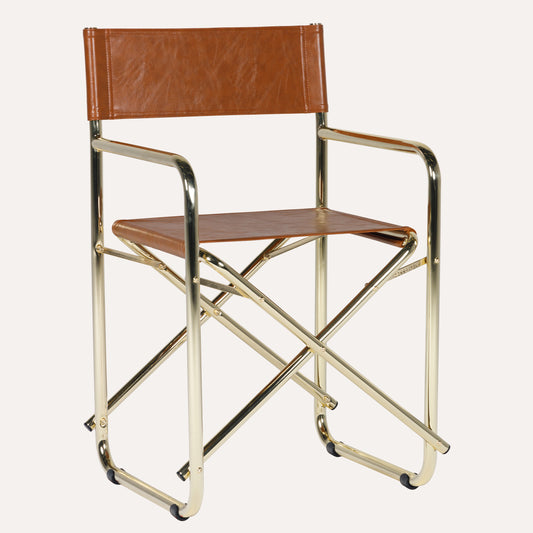 Couro Ecológico Whisky + Estrutura Dourada