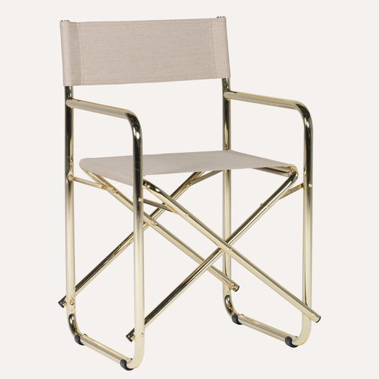 Linho Mescla Bege + Estrutura Dourada