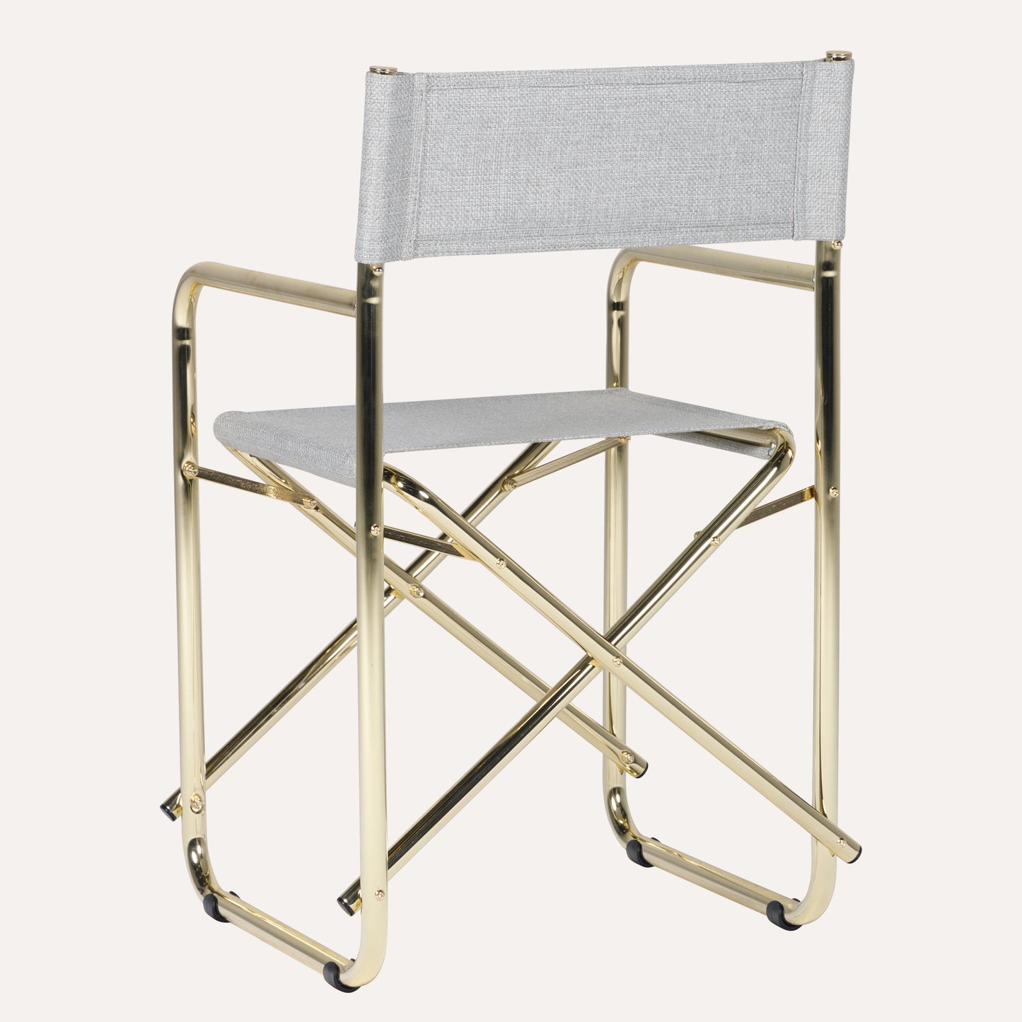 Linho Mescla Cinza Claro + Estrutura Dourada