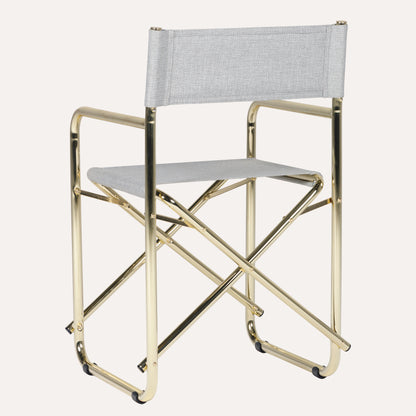 Linho Mescla Cinza Claro + Estrutura Dourada