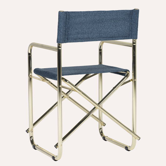 Veludo Texturizado Azul + Estrutura Dourada